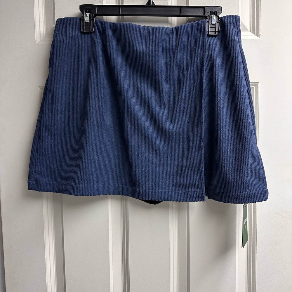 HALARA Navy Corduroy Mini Skirt